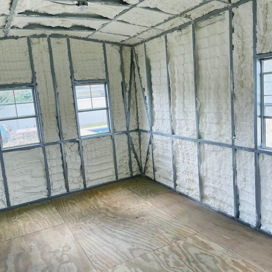 Closed-cell spray foam insulation applied to wall cavities in a residential project in Sedona
